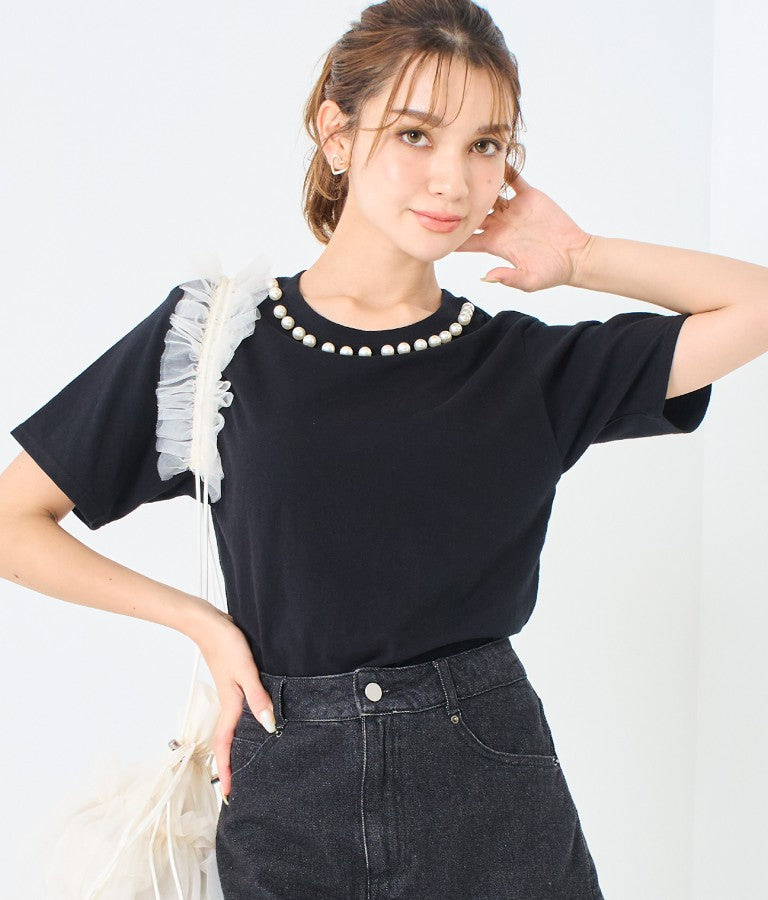 パール ネック Tシャツ 523-6846