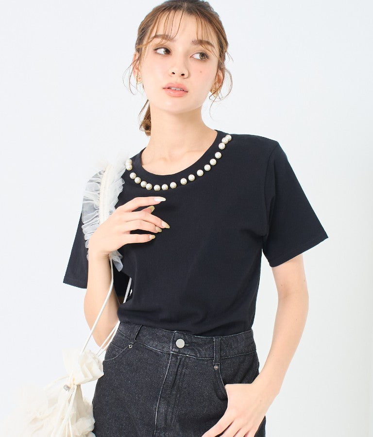 パール ネック Tシャツ 523-6846