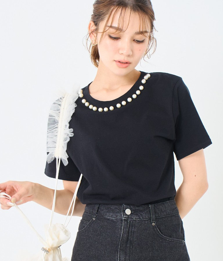 パール ネック Tシャツ 523-6846