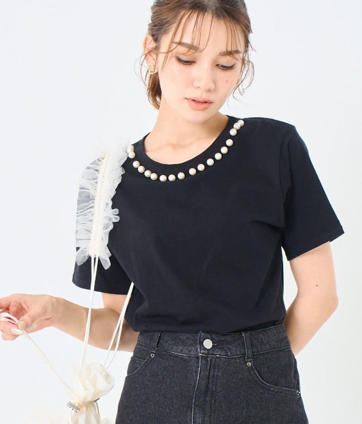 パール ネック Tシャツ 523-6846
