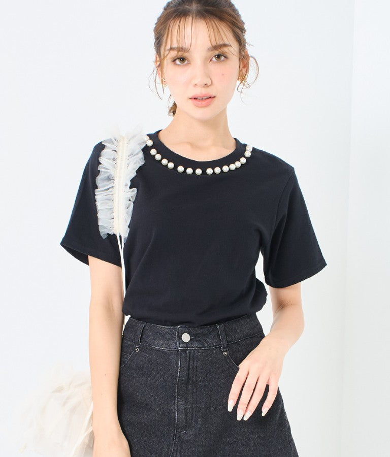 パール ネック Tシャツ 523-6846