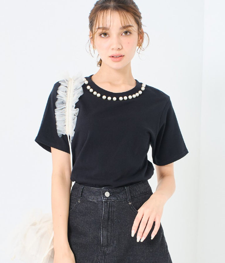 パール ネック Tシャツ 523-6846