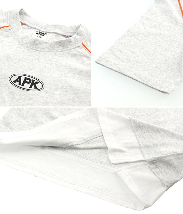 カラー パイピング ラグラン Tシャツ  【セットアップ着用可】 423-3312