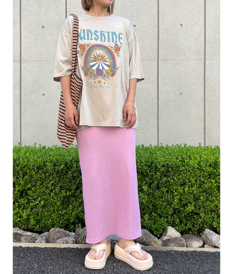 SUN&FLOWER プリント 半袖 ビッグ Tシャツ 853-5870