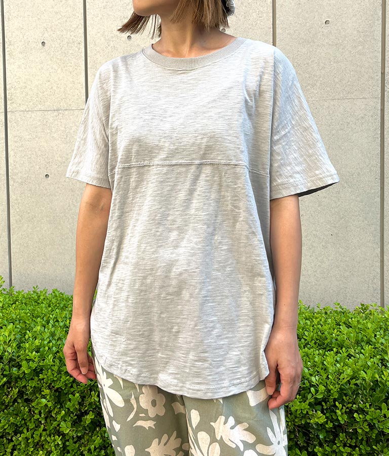 切替 ビッグ 無地 半袖 スラブ Tシャツ 853-5818
