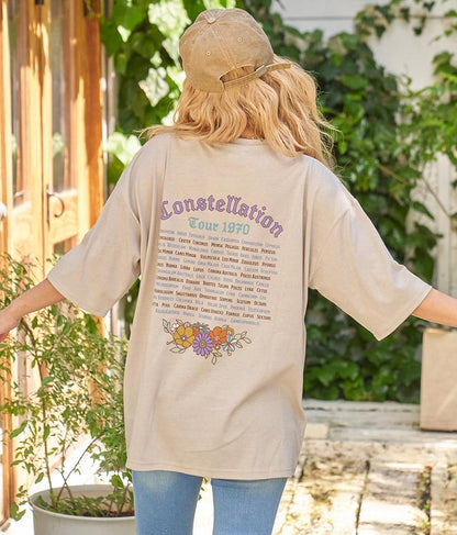 SUN&FLOWER プリント 半袖 ビッグ Tシャツ 853-5870