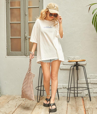 ALOHA HONOLULU プリント ビッグ Tシャツ 853-5860