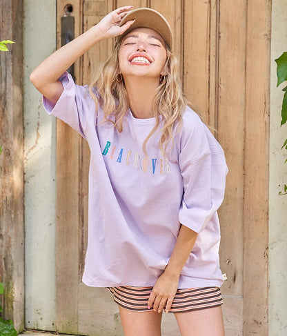 カラフル刺繍 ハートポイント コットン ビッグ Tシャツ 853-5862