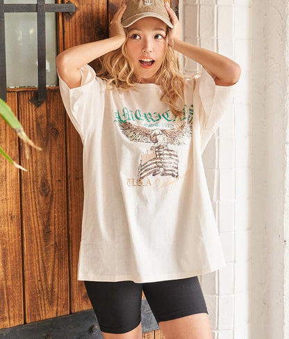 イーグル プリント コットン ビッグ Tシャツ 853-5861