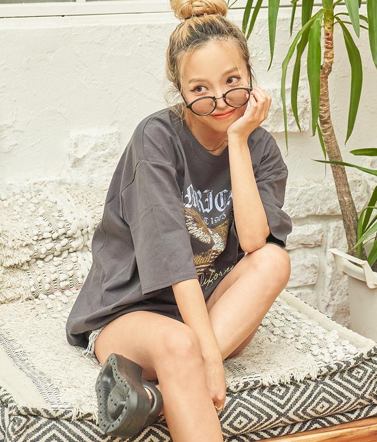 イーグル プリント コットン ビッグ Tシャツ 853-5861