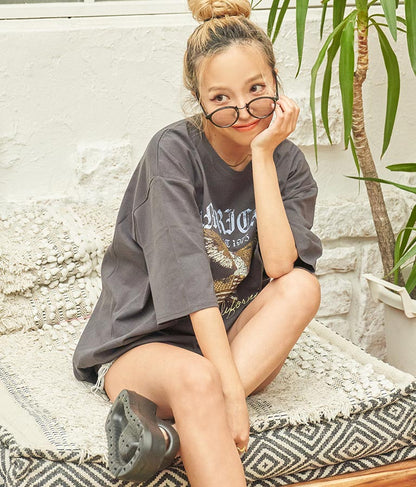 イーグル プリント コットン ビッグ Tシャツ 853-5861