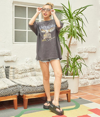 イーグル プリント コットン ビッグ Tシャツ 853-5861