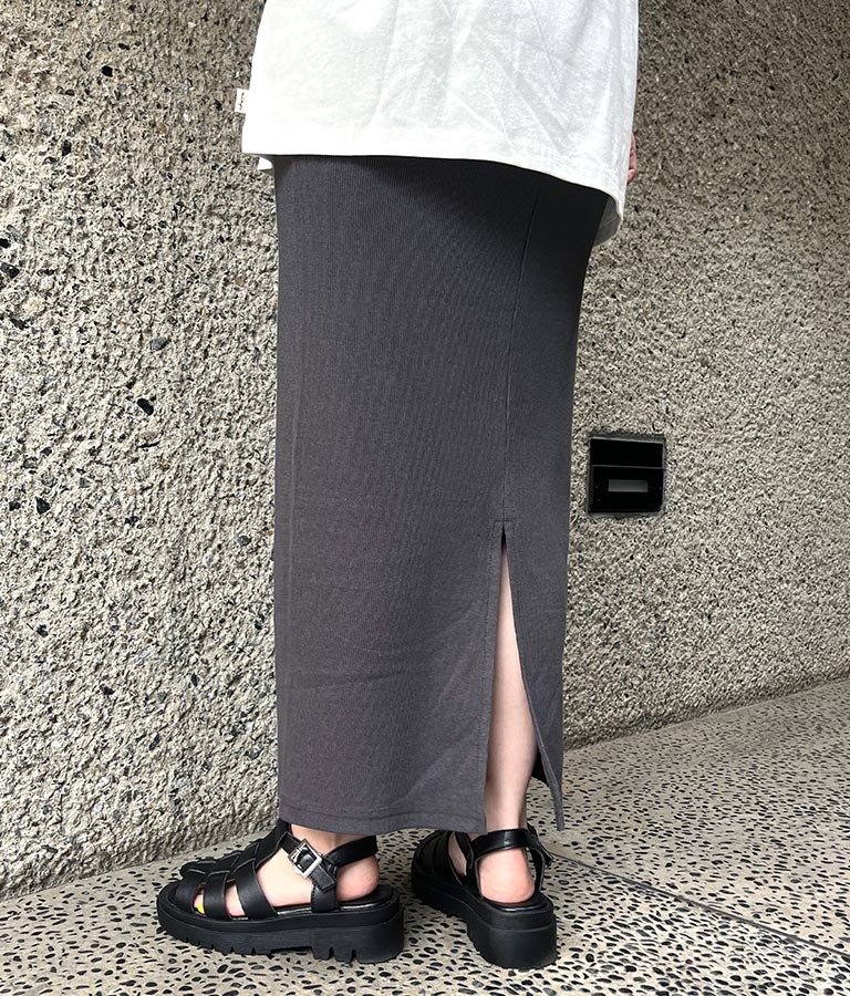 バック スリット リブ ロング スカート 852-5885
