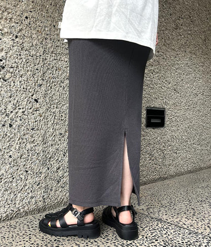 バック スリット リブ ロング スカート 852-5885
