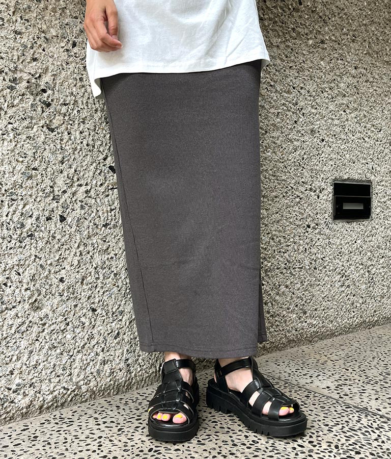 バック スリット リブ ロング スカート 852-5885