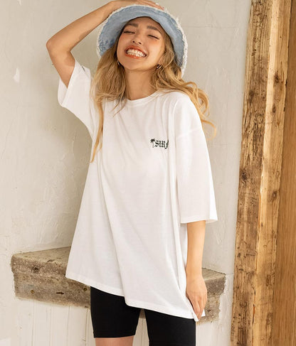 パームツリー チェッカーデザイン ビッグ 半袖 Tシャツ 853-5866