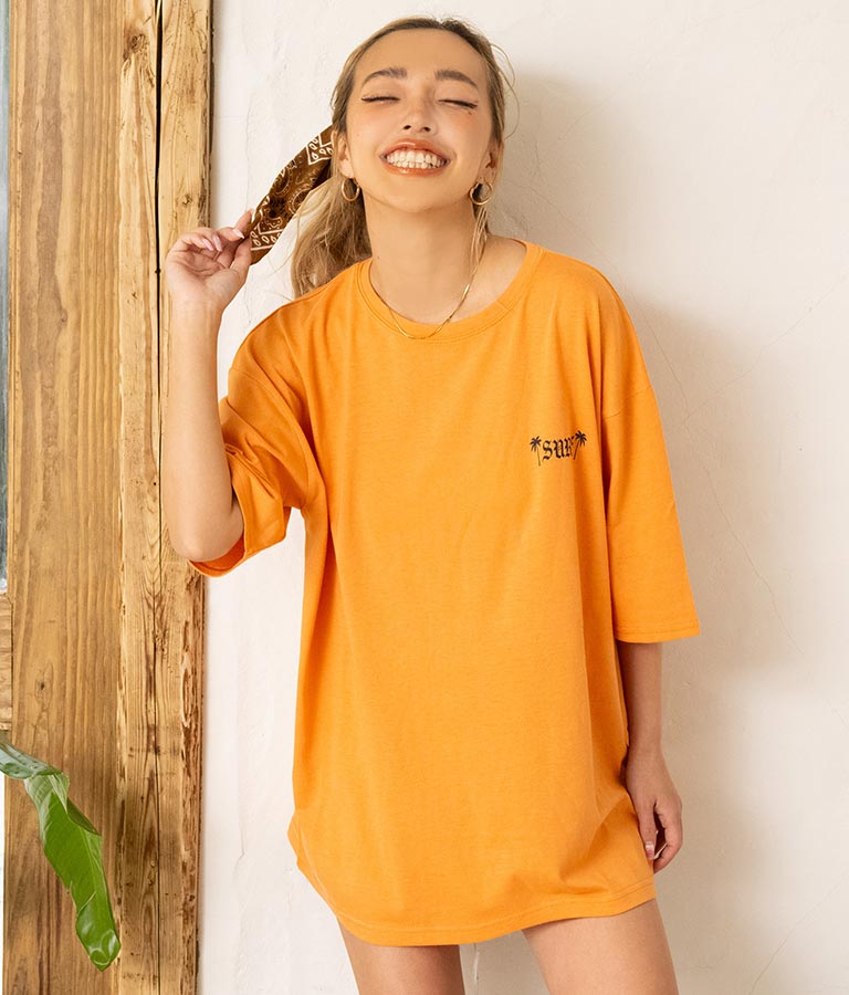 パームツリー チェッカーデザイン ビッグ 半袖 Tシャツ 853-5866