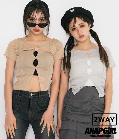 【ティーンズライン】2WAY シアー トップス （M､Lサイズ展開） 913-7548