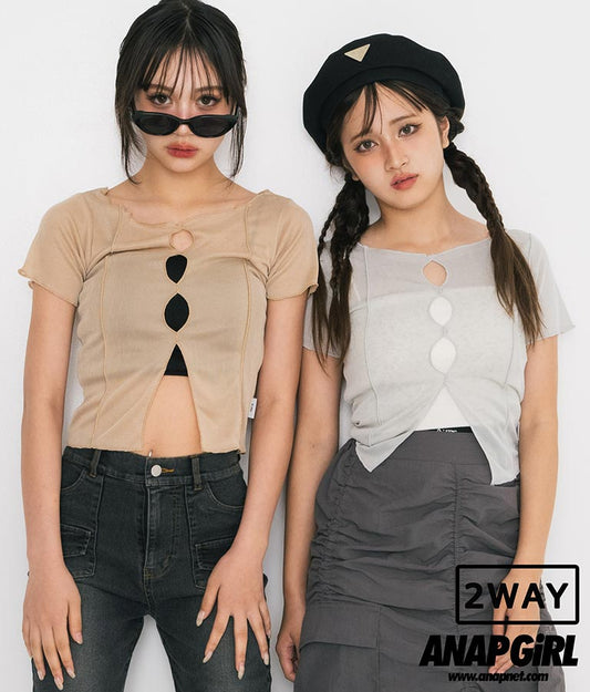 【ティーンズライン】2WAY シアー トップス （M､Lサイズ展開） 913-7548
