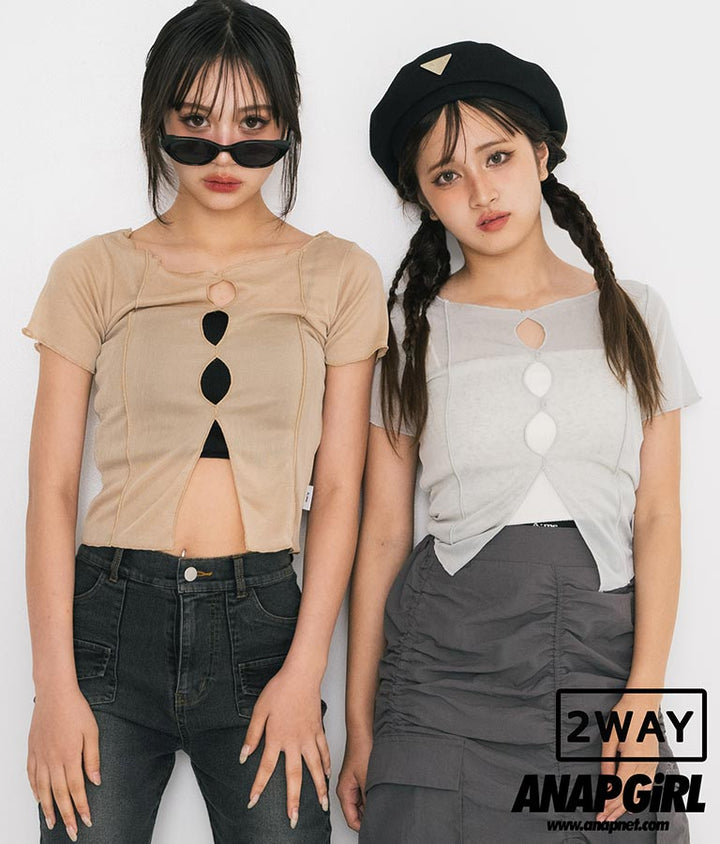 【ティーンズライン】2WAY シアー トップス （M､Lサイズ展開） 913-7548