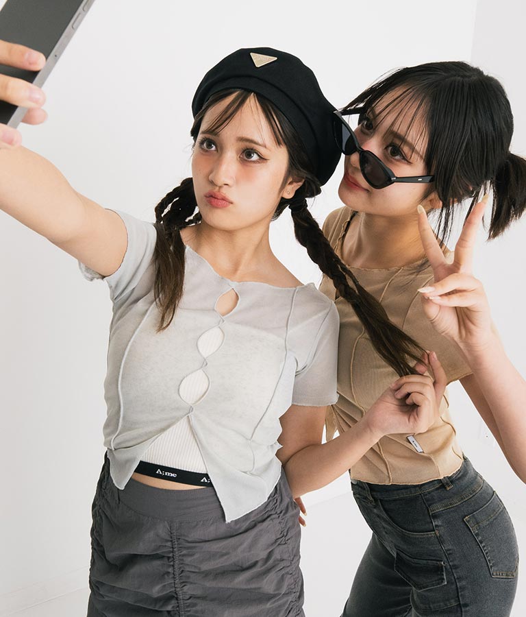 【ティーンズライン】2WAY シアー トップス （M､Lサイズ展開） 913-7548