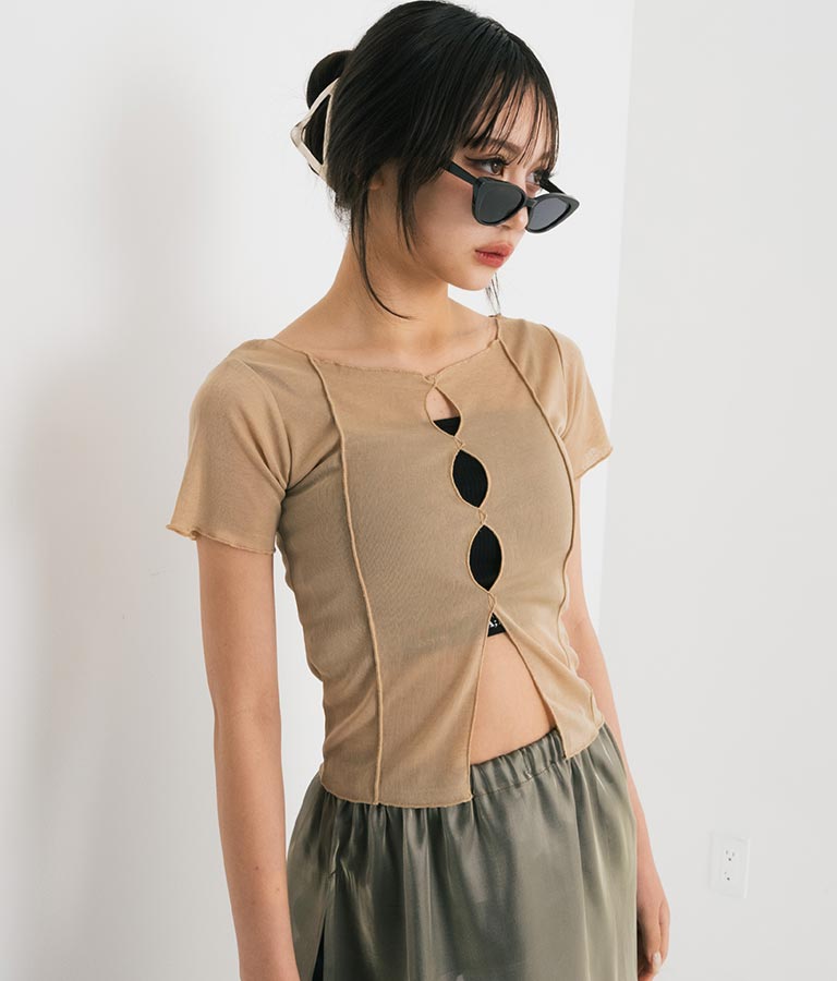 【ティーンズライン】2WAY シアー トップス （M､Lサイズ展開） 913-7548