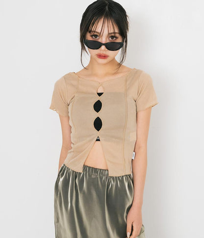 【ティーンズライン】2WAY シアー トップス （M､Lサイズ展開） 913-7548