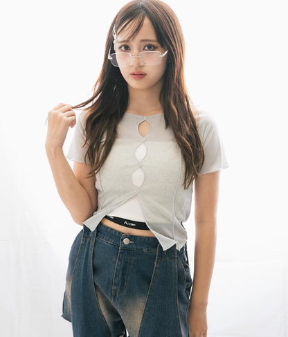 【ティーンズライン】2WAY シアー トップス （M､Lサイズ展開） 913-7548