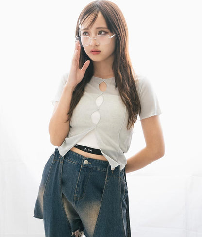 【ティーンズライン】2WAY シアー トップス （M､Lサイズ展開） 913-7548