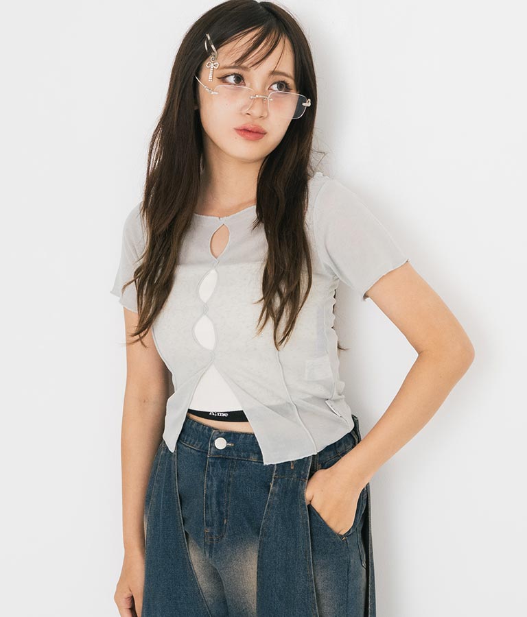 【ティーンズライン】2WAY シアー トップス （M､Lサイズ展開） 913-7548