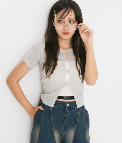 【ティーンズライン】2WAY シアー トップス （M､Lサイズ展開） 913-7548