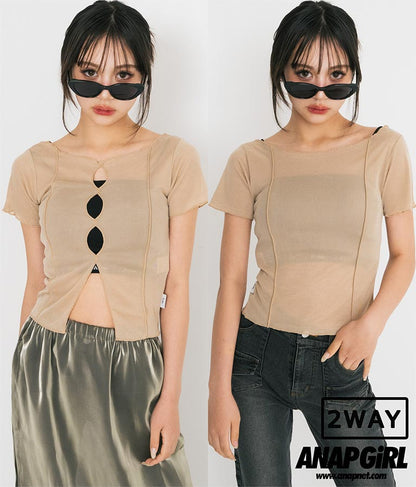 【ティーンズライン】2WAY シアー トップス （M､Lサイズ展開） 913-7548