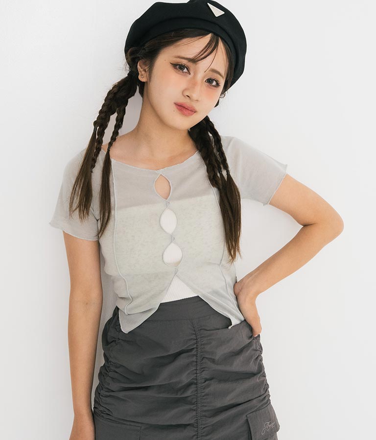 【ティーンズライン】2WAY シアー トップス （M､Lサイズ展開） 913-7548