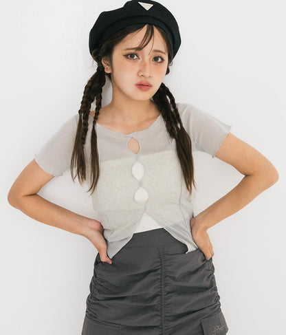 【ティーンズライン】2WAY シアー トップス （M､Lサイズ展開） 913-7548