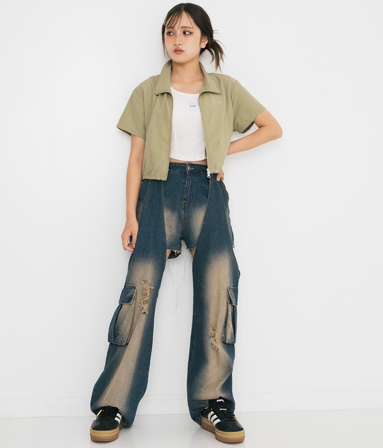 【ティーンズライン】肩 ジップ 付 ナイロン ブルゾン （M､Lサイズ展開） 【セットアップ着用可】 915-7538