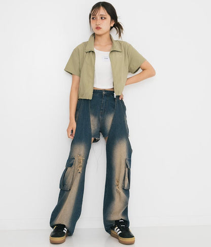 【ティーンズライン】肩 ジップ 付 ナイロン ブルゾン （M､Lサイズ展開） 【セットアップ着用可】 915-7538