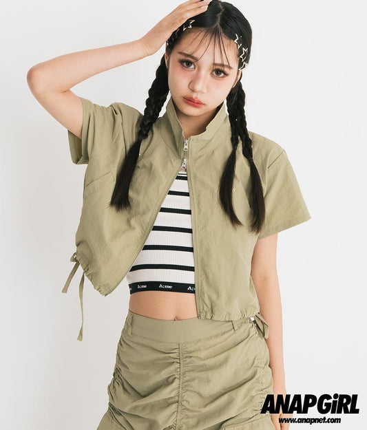 【ティーンズライン】肩 ジップ 付 ナイロン ブルゾン （M､Lサイズ展開） 【セットアップ着用可】 915-7538