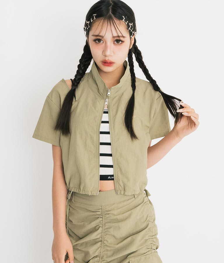 【ティーンズライン】肩 ジップ 付 ナイロン ブルゾン （M､Lサイズ展開） 【セットアップ着用可】 915-7538