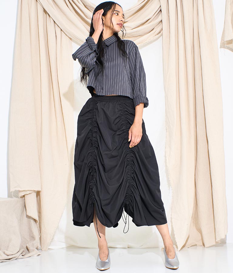 タフタ ドローストリング スカート