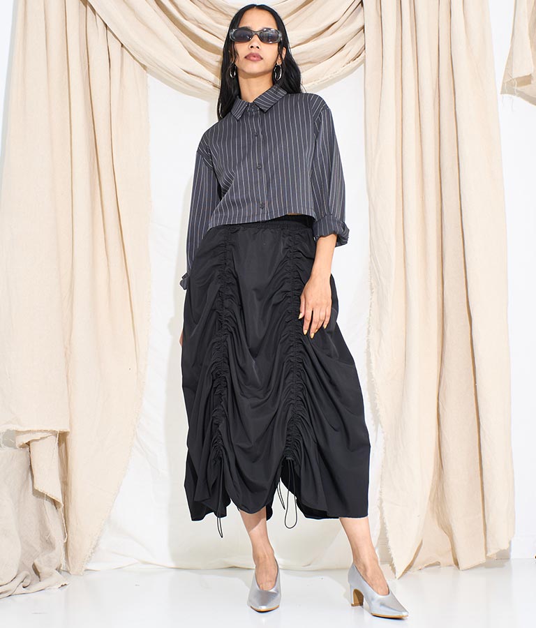 タフタ ドローストリング スカート 361-9492