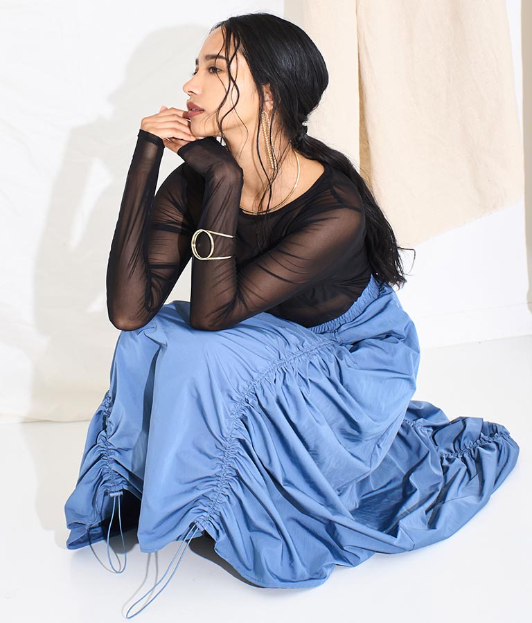 タフタ ドローストリング スカート 361-9492