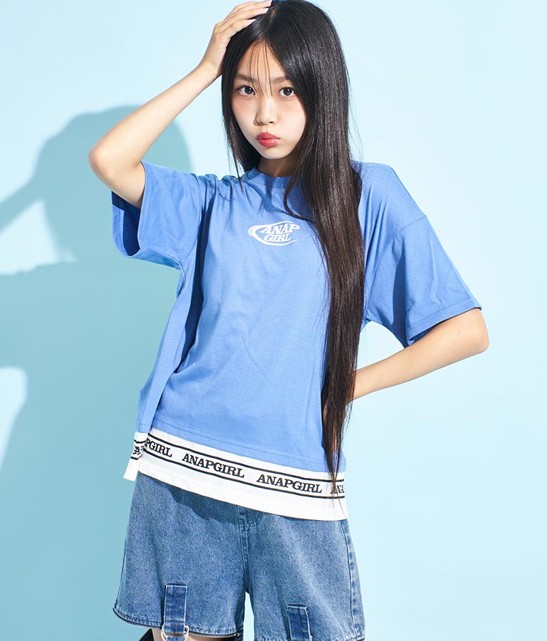 フェイクレイヤード トップス Tシャツ 913-7369