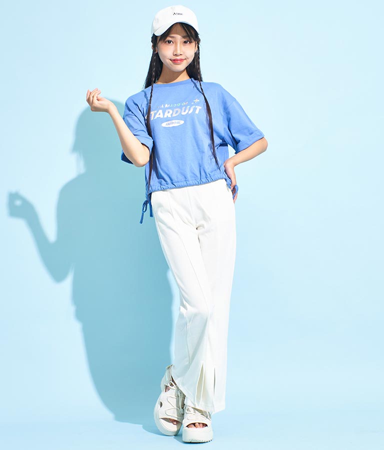 サイド リボン ホログラム プリント Tシャツ 913-7371