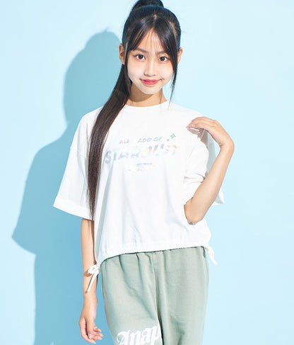 サイド リボン ホログラム プリント Tシャツ 913-7371