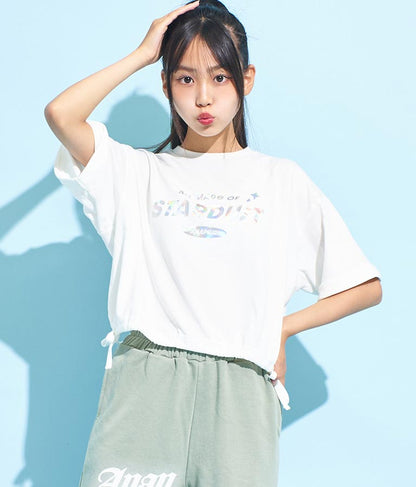 サイド リボン ホログラム プリント Tシャツ 913-7371