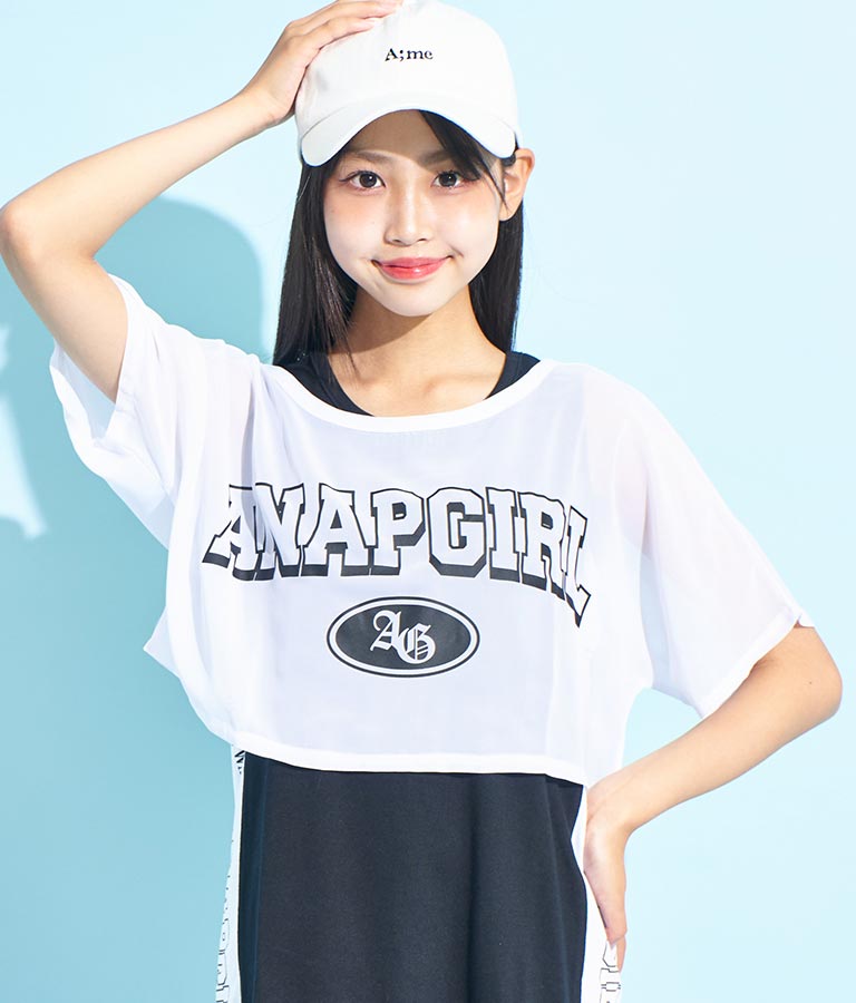 シアー Tシャツ × サイド ライン タンク ワンピース SET 918-7478