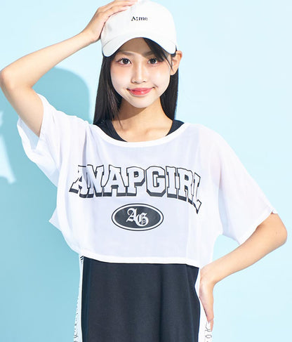 シアー Tシャツ × サイド ライン タンク ワンピース SET 918-7478