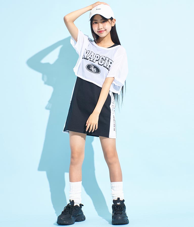 シアー Tシャツ × サイド ライン タンク ワンピース SET 918-7478