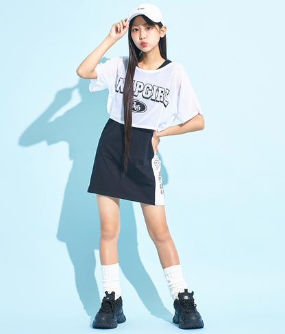 シアー Tシャツ × サイド ライン タンク ワンピース SET 918-7478