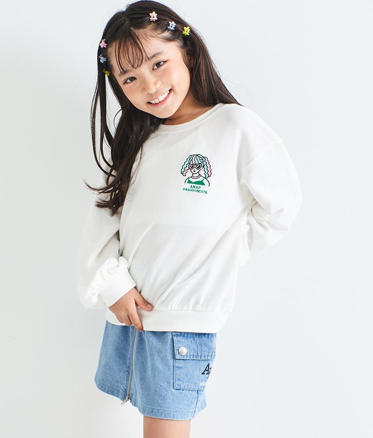 ワンポイント 刺繍 ミニ裏毛 トレーナー 423-2892